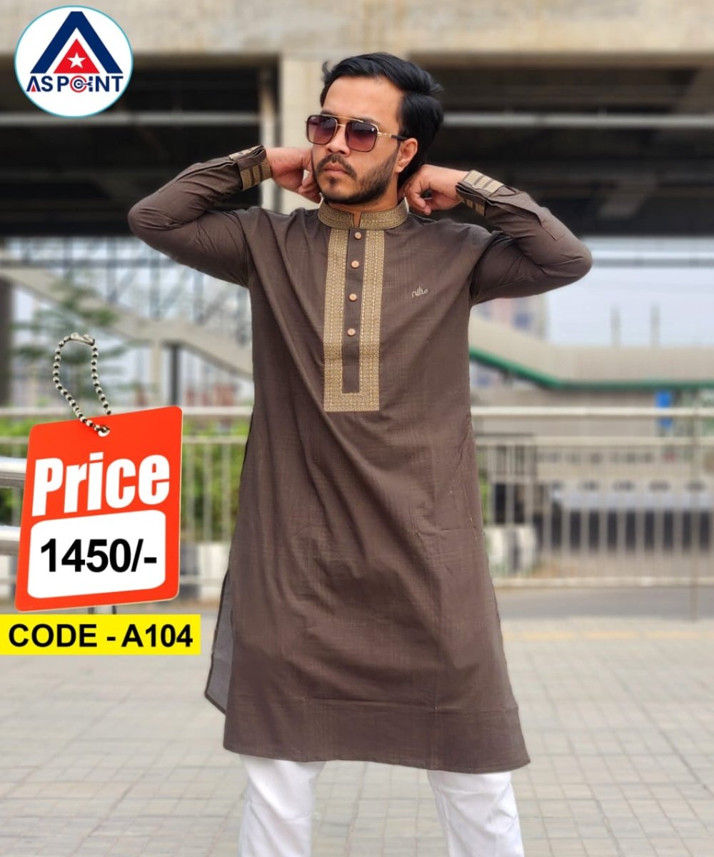 🌙 ঈদ স্পেশাল প্রিমিয়াম এমব্রয়ডারি পাঞ্জাবী – রয়্যাল ব্রাউন 👑